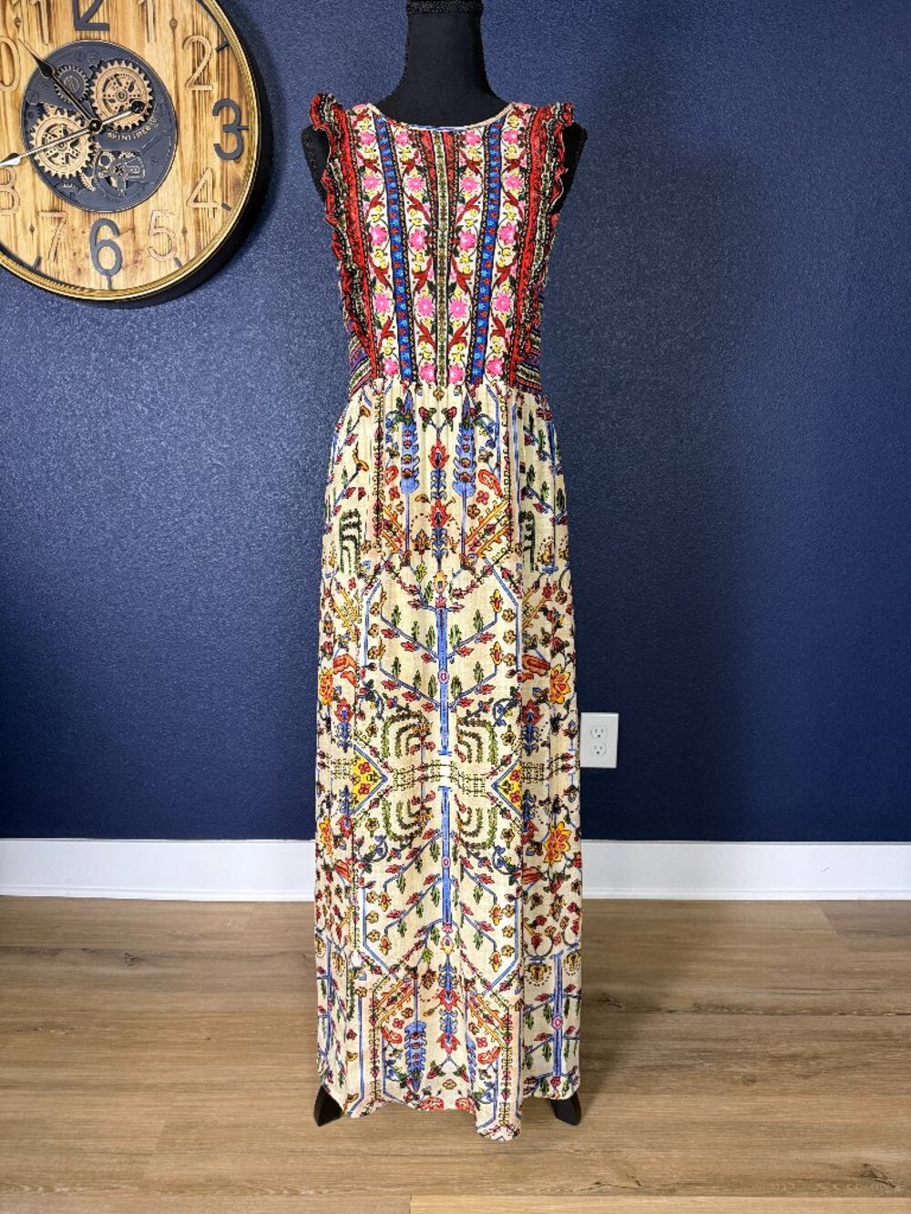 Anthropologie Vineet Bahl Valerie Embroidered Smocked Maxi Dress | 6 - Picture 2 of 10